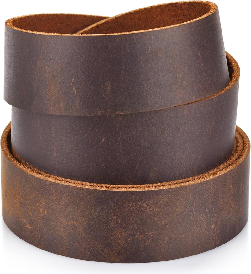 TeeLiy Leather Strap 1 Inches Wide Flat Leather Strips, Genuine Full Grain Cowhide Oil Tan Leather Strip for DIY Craft Projects, Tooling, Belt, Garden Tools (2.2mm Thick_65-72 Inches Lengths_DK Brown) - Image 5